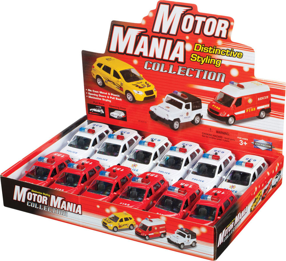 Motor Mania Emergency Vehicles (Assorted Colors)