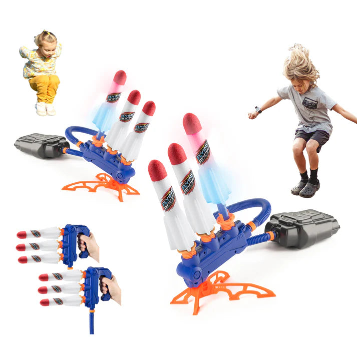 Pocket Rockets Launchers 6 Rockets and 2 Launchers With Lights – Kazoodles Toys