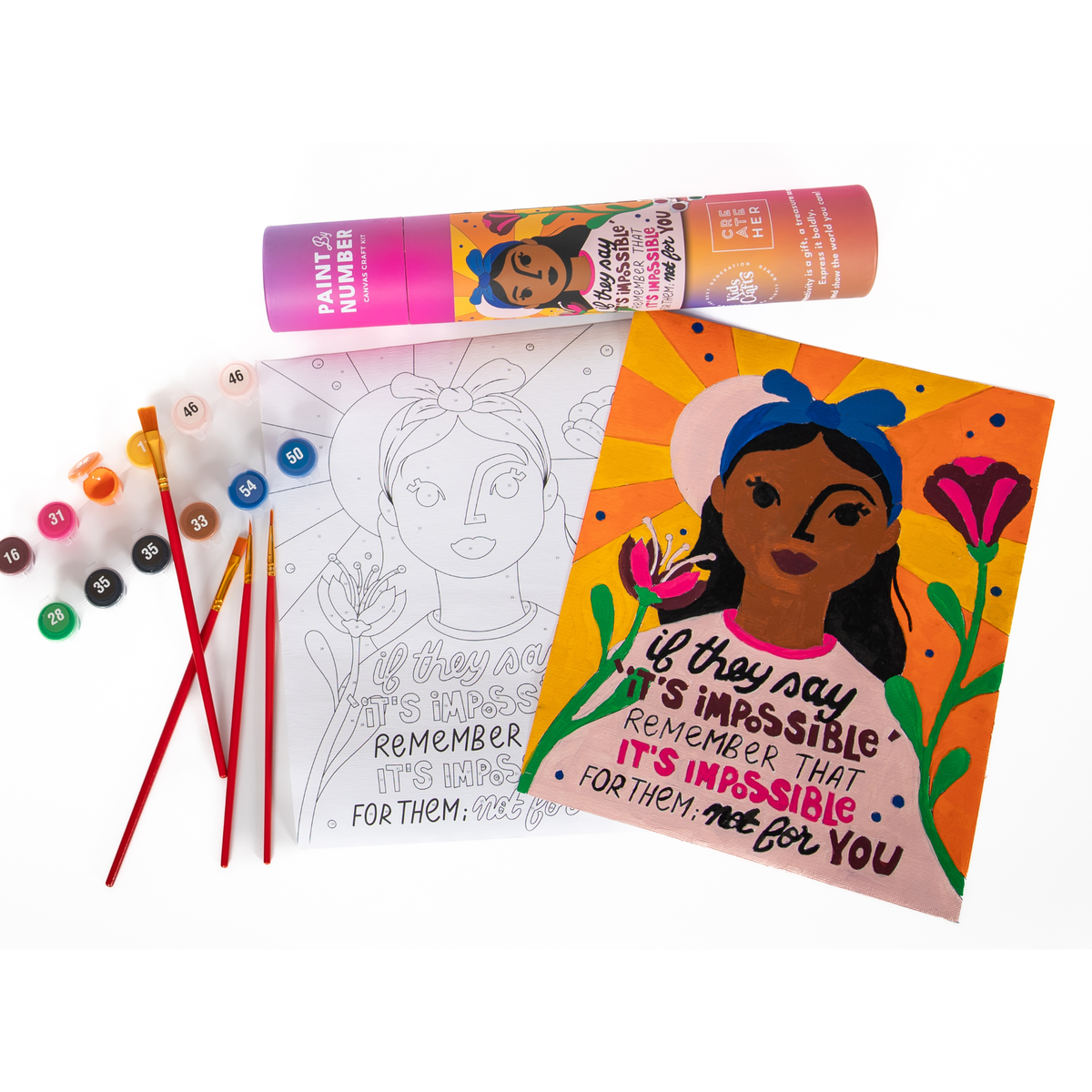 Paint by Numbers Kit – 'Nothing is Impossible' DIY Art – Kazoodles Toys