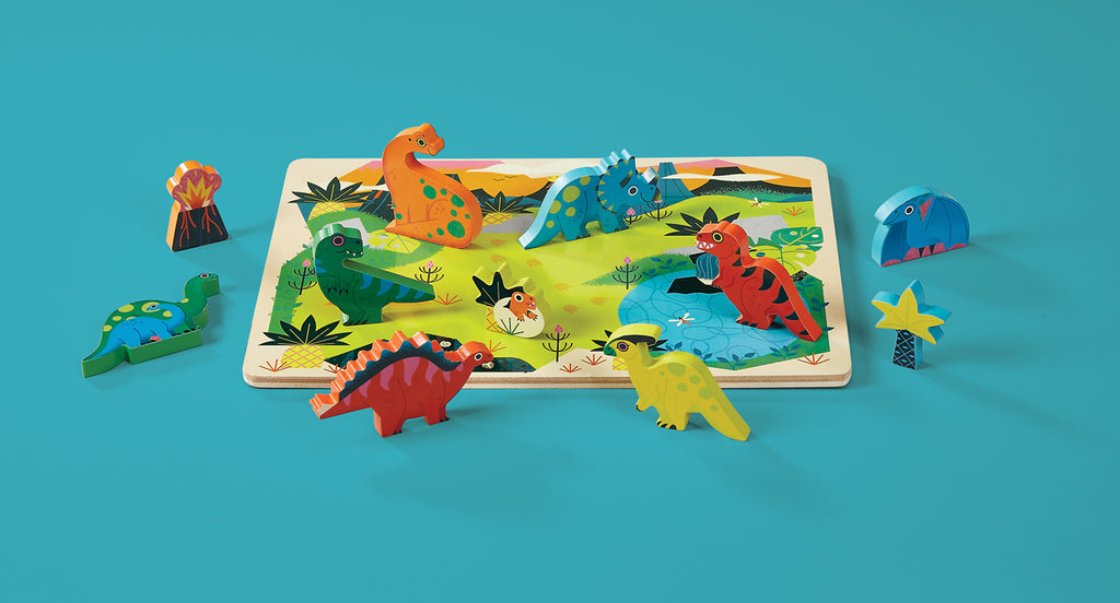 16-pc Wood puzzle - Dinosaur
