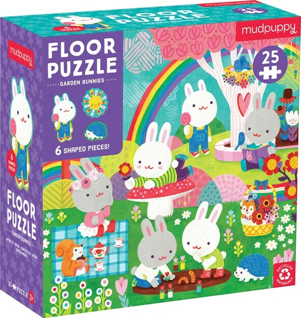 Garden Bunnies 25 Piece Floor Puzzle with Shaped Pieces