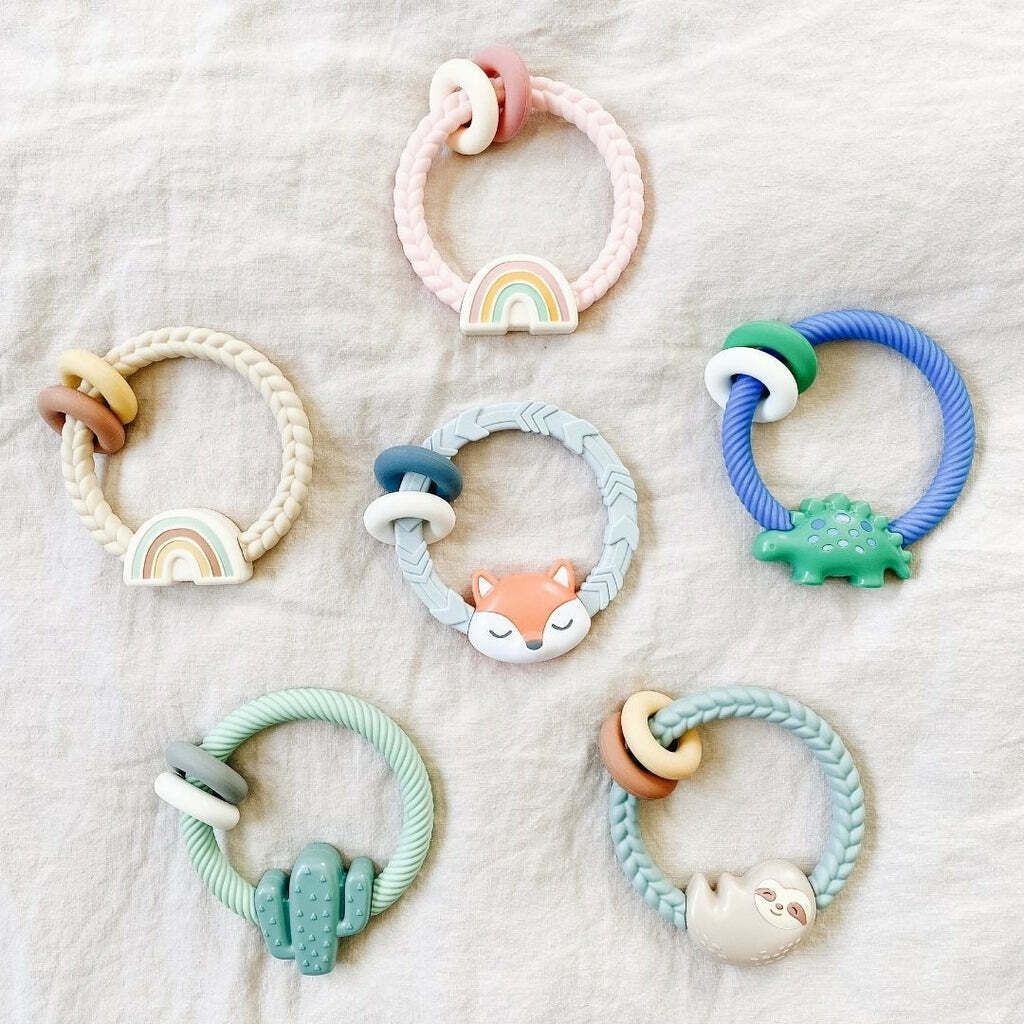 Ritzy Rattle - Silicone Teether w/ Rattle (Neutral Rainbow)