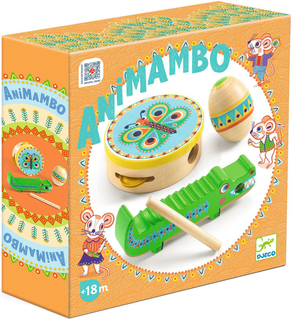 Animambo - 3 Piece Music Set - Guiro, Maracas, Tambourine