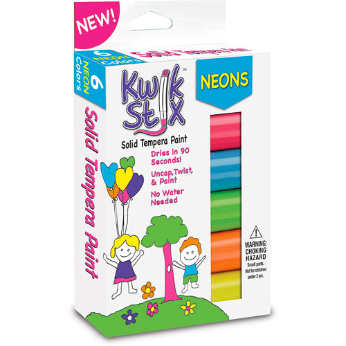 Kwik Stix Tempera Paint Sticks - 6 Neon Colors